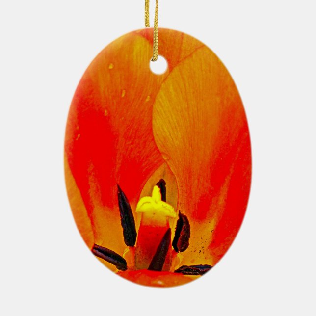 Orange Tulip Ceramic Tree Decoration (Back)