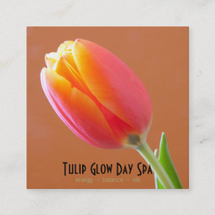 Orange Tulip Close-Up Photo Business Appointment Card