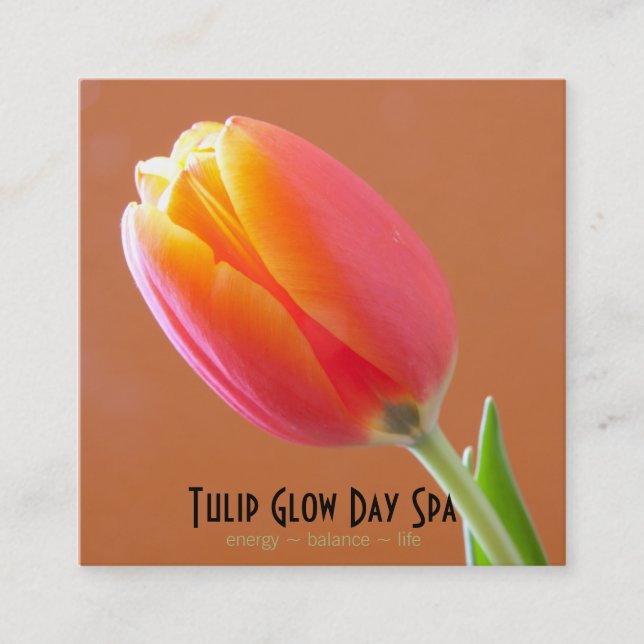 Orange Tulip Close-Up Photo Business Appointment Card (Front)