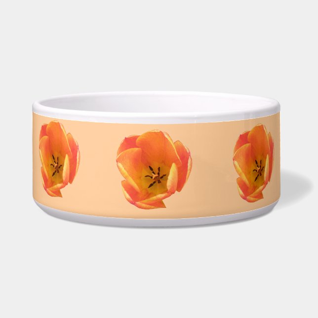 Orange Tulip Dog Bowl (Front)