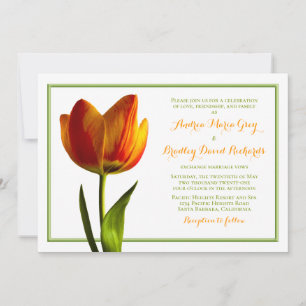 Orange Tulip Flower Wedding Invitation