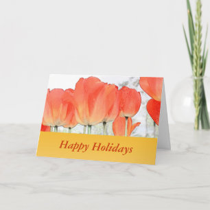 orange tulip flowers happy holiday greeting card