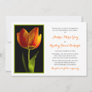 Orange Tulip Frame Wedding Invitation