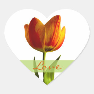 Orange Tulip Love Heart Wedding Envelope Seal