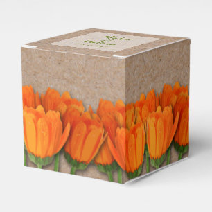 Orange Tulip on Kraft 2" Party Favor Boxes