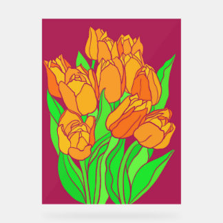Orange tulips acrylic sign