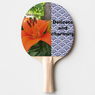 Orange tulips and blue minimalist waves ping pong paddle