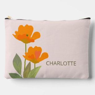 Orange Tulips Floral Custom Name Home Accessory Pouch