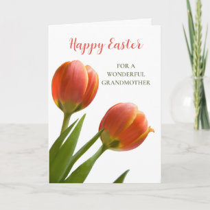 Orange Tulips Happy Easter Grandmother Holiday Card