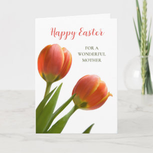 Orange Tulips Happy Easter Mother Holiday Card
