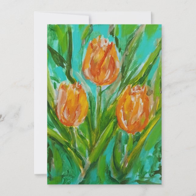 Orange Tulips Holiday Card (Front)