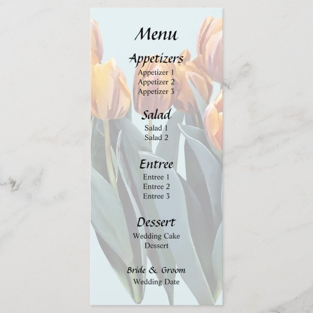 Orange Tulips Menu (Front)