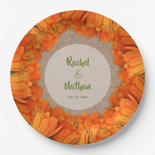 Orange Tulips on Kraft Pattern Paper Plates
