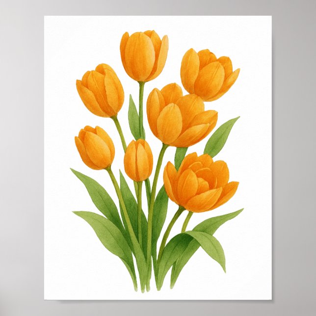 Orange Tulips Painting Floral Wall Art (Front)