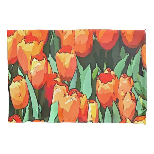 Orange Tulips Pillowcase (Front)