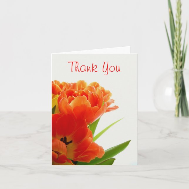 Orange Tulips Thank You Note Card (Front)