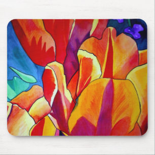 Orange Tulips watercolor art flower painting Mouse Pad