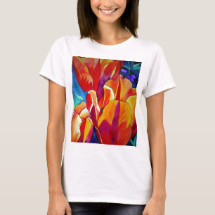 Orange Tulips watercolor art flower painting T-Shirt