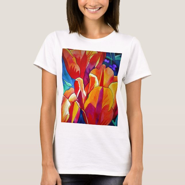 Orange Tulips watercolor art flower painting T-Shirt (Front)