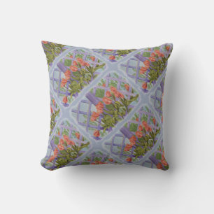 ORANGE TULIPS WITH PURPLE LATTICE PILLOW