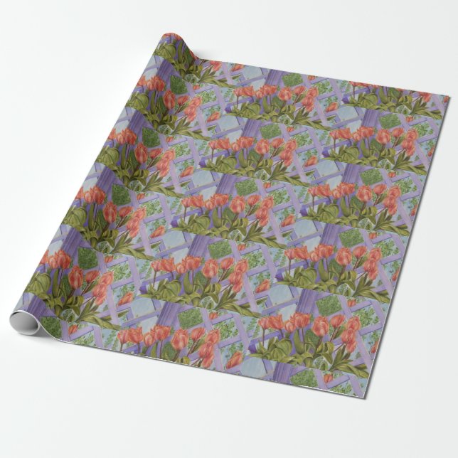 Orange Tulips Wrapping Paper (Unrolled)