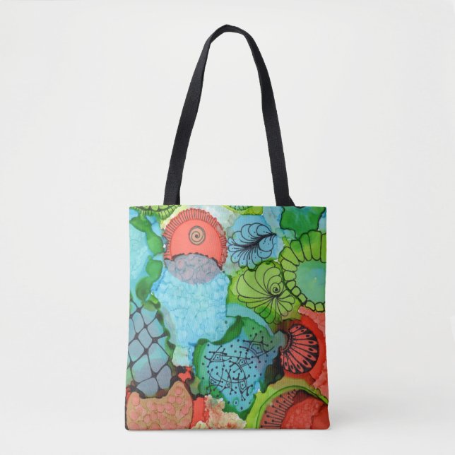 Orange/Turquoise Abstract Tote (Front)