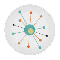 Orange Turquoise Atomic Age Starburst Mid Century
