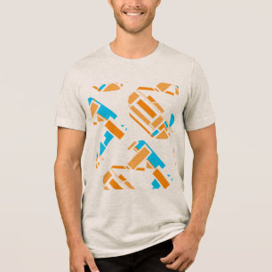 Orange Turquoise Blue Diagonal Southwest Art Look Tri-Blend Shirt