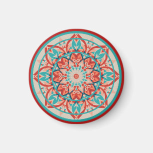 Orange & Turquoise Boho Mandala   Magnet