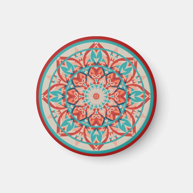 Orange & Turquoise Boho Mandala   Magnet (Front)