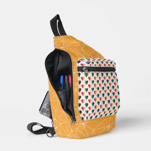 ORANGE TURQUOISE & DARK RED HEARTS SLING BAG