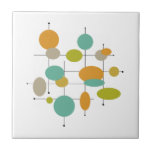 Orange Turquoise Green Circles Mid Century Retro Ceramic Tile<br><div class="desc">This orange,  turquoise,  green,  and gold retro geometric circles and lines mid century ceramic tile will not only add a pop of colour to the room,  but will be an original art piece in your tiling project.</div>