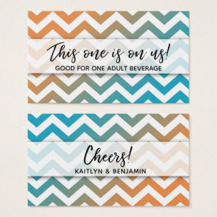 Orange & Turquoise Ombre Chevron Drink Tickets