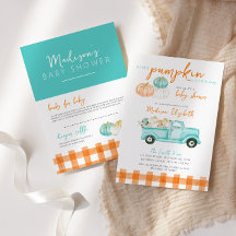 Orange & turquoise Pumpkin Truck Baby Shower
