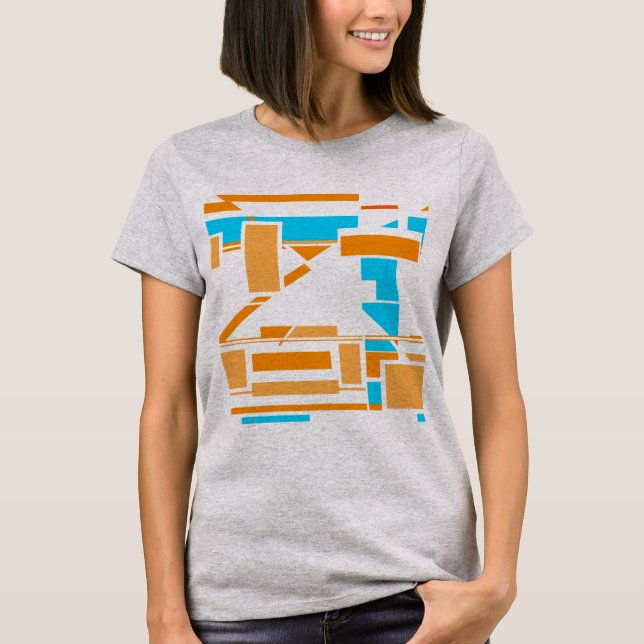 Orange Turquoise Southwest Art Inspired Abstract T-Shirt (Front)