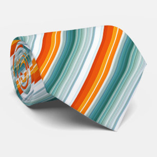 Orange Turquoise Stripes Tie