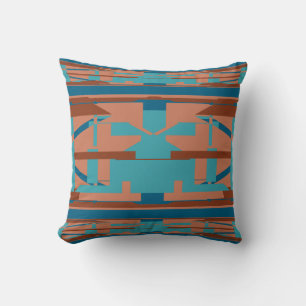 Orange Turquoise Teal Rust Southwest Look Abstract Cushion