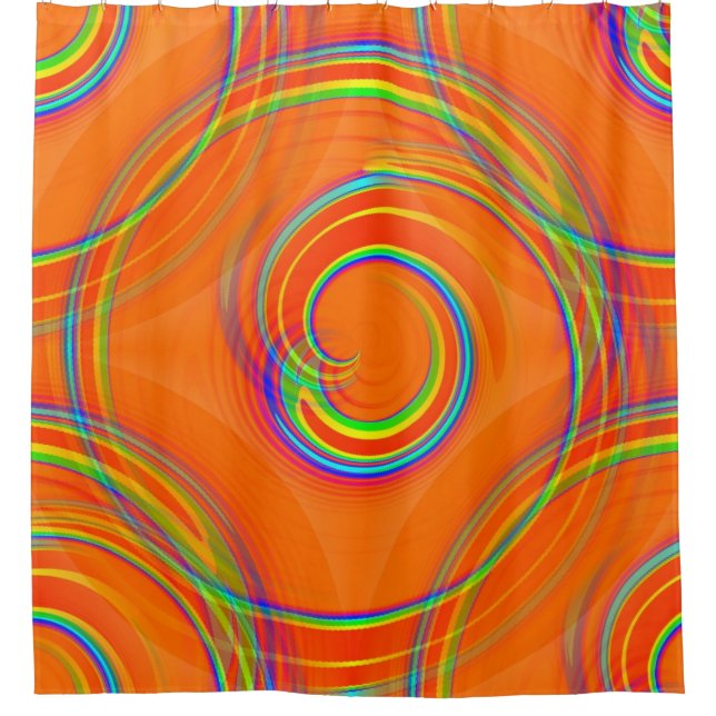 Orange Twirl Shower Curtain (Front)