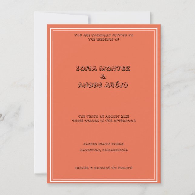 Orange Typographic Wedding Invitation (Front)
