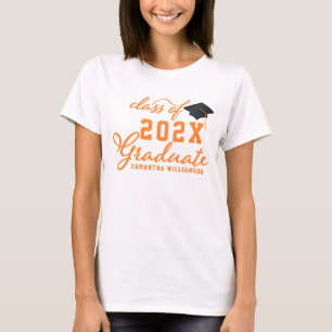 Orange Typography Class 2026 Graduate Graduation T-Shirt