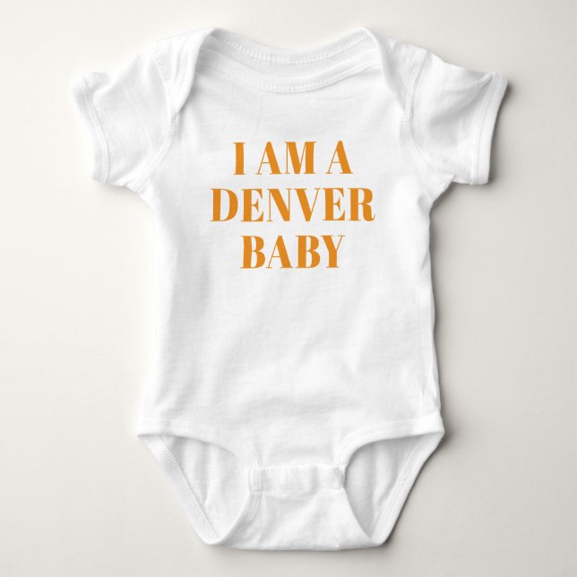 Orange Typography Denver Baby Clothing Bodysuit (Front)