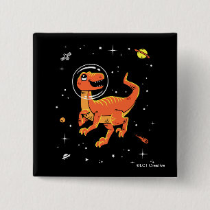 Orange Tyrannosaurus Dinos In Space 15 Cm Square Badge