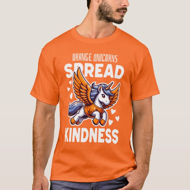 Orange Unicorn Spread Kindness T-Shirt (Front)