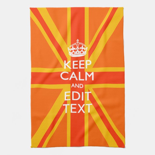 Orange Union Jack British Flag Swag Tea Towel (Vertical)