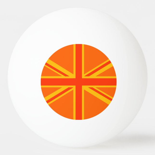 Orange Union Jack Ping Pong Ball (Front)