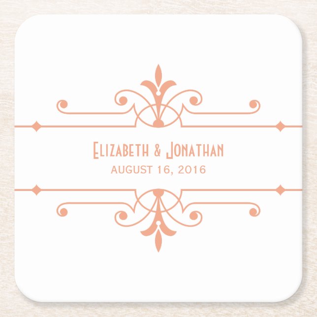 Orange v2 Fancy Ornamental Paper Coasters (Front)
