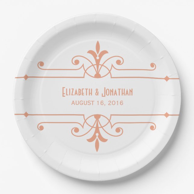 Orange v2 Fancy Ornamental Paper Plates (Front)