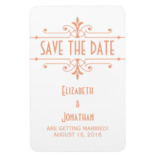 Orange v2 Fancy Ornamental Save the Date Magnet
