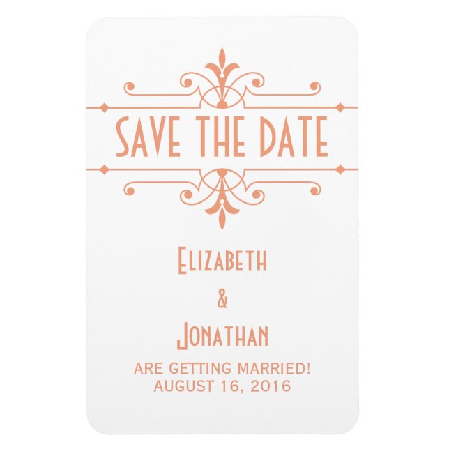 Orange v2 Fancy Ornamental Save the Date Magnet (Vertical)
