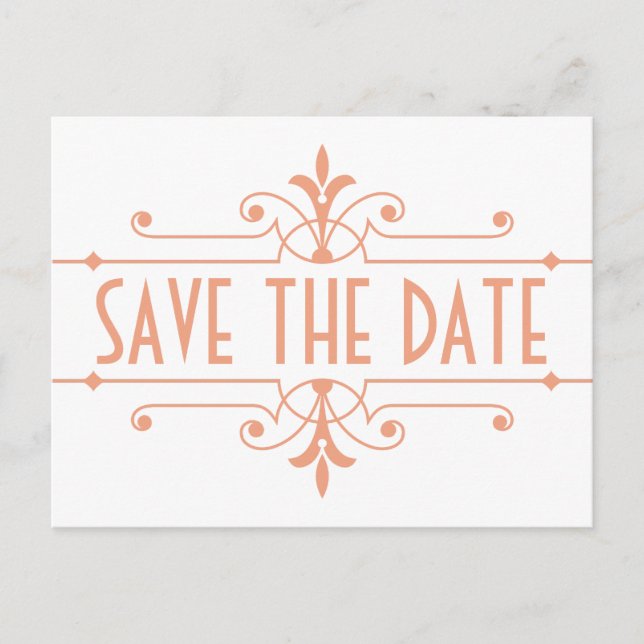 Orange v2 Fancy Ornamental Save the Date Postcard (Front)